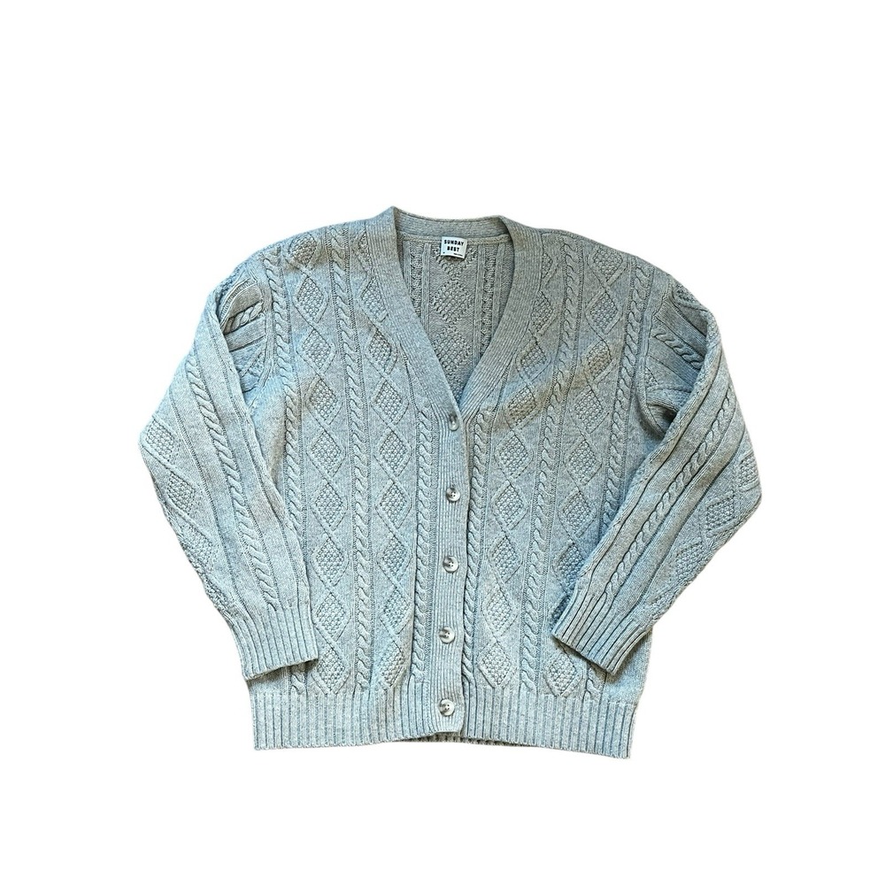 Aritzia Sunday Best Lamora Wool Blend Cable Knit Oversized Cardigan Size XS